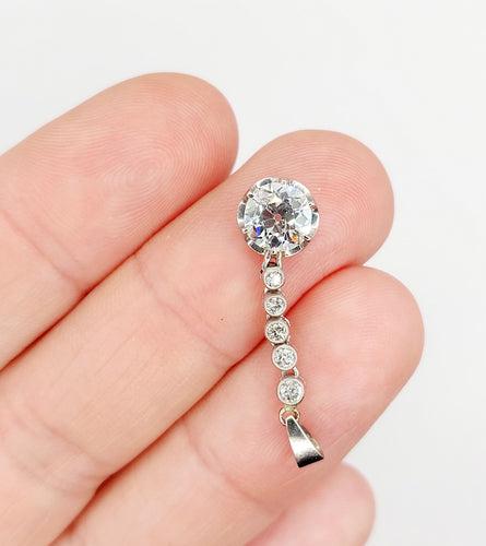 Pendentif or blanc , platine et diamant taille ancienne 1,30 carat (circa 1900)
