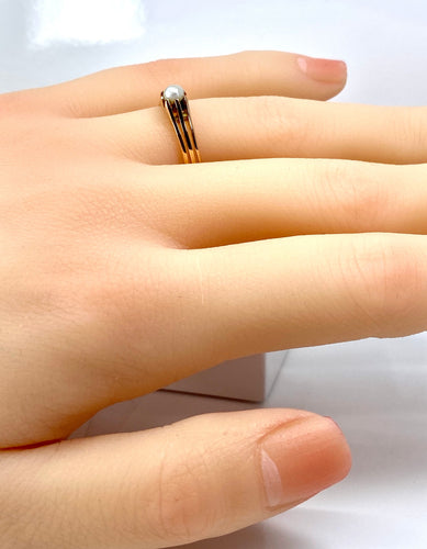 Bague en or rose perle fine vers 1900