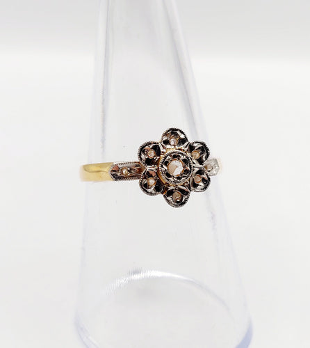 Bague 55 Bague marguerite antique en or 18k et diamants taille rose (circa 1900) 58 Facettes A06395