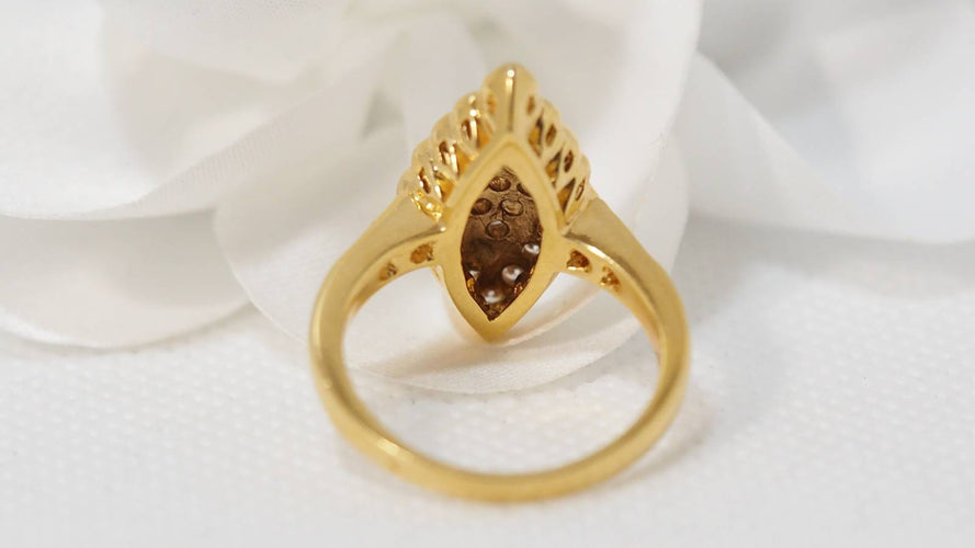 Bague 54 Bague marquise en or jaune et diamants 58 Facettes 30777