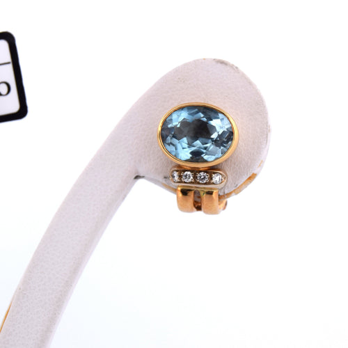 Boucles d'oreilles Boucles d'oreilles vintage en or jaune 18 carats avec aigues-marines et diamants 58 Facettes