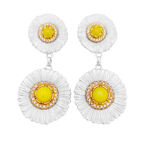 Boucles d'oreilles Boucles d'oreilles Buccellati, "Blossoms Color", or jaune, argent, diamants bruns, agates jaunes. 58 Facettes 34849
