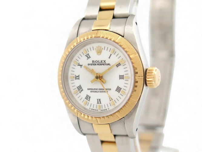 Montre vintage montre ROLEX oyster perpetual lady 67243 24mm acier or jaune auto 58 Facettes 272072