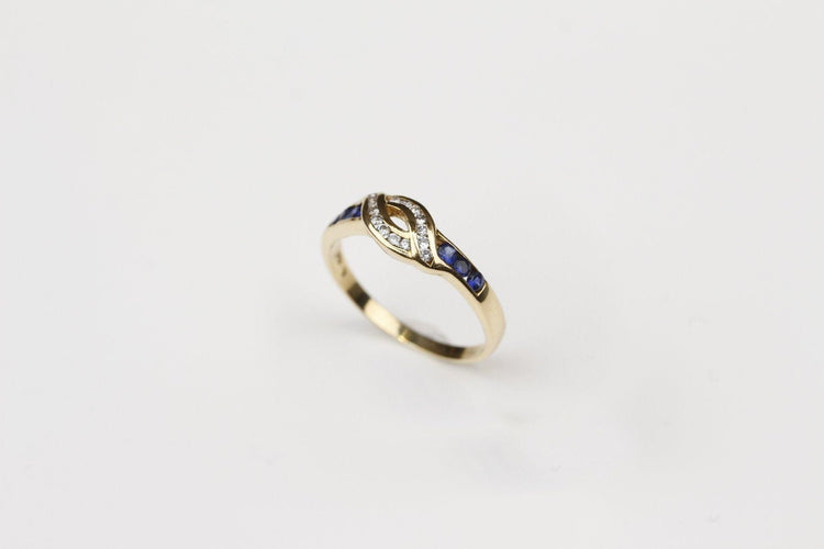 Bague 57 Bague Or jaune Saphirs Diamants 58 Facettes