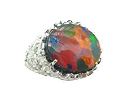 Bague opale noire d'Australie 4.74 cts, mine de Lightning Ridge