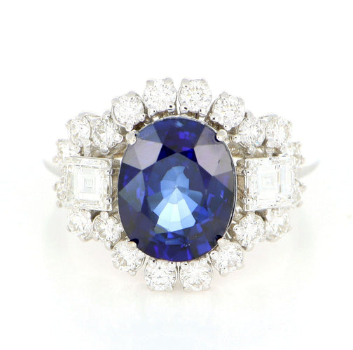 Bague 55 Bague en or blanc, saphir et diamants 58 Facettes