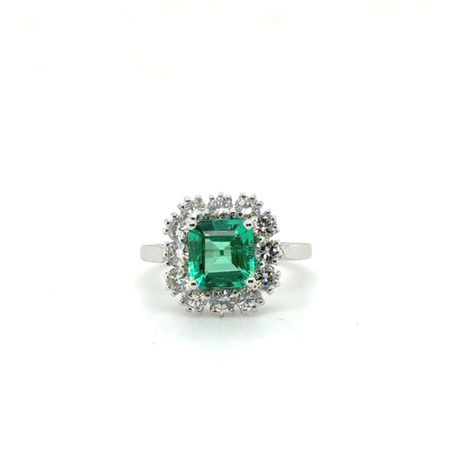 Bague 53 Bague Marguerite Or blanc Émeraude 1,69 carats et Diamants 58 Facettes 1.0000493/1