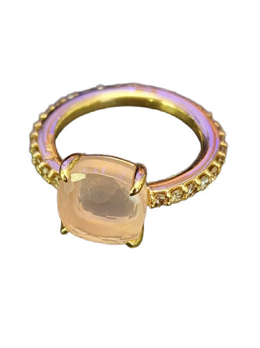 Bague 51 POMELLATO - Bague Bébé Topaze Rose Or et Diamants 58 Facettes