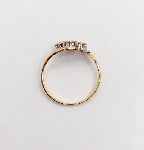 Bague 54.5 Bague antique or jaune, platine et diamants taille rose 58 Facettes A06336