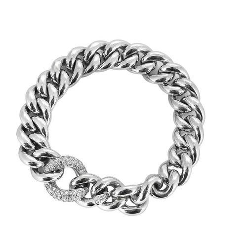 Bracelet Bracelet gourmette en or blanc et diamants 58 Facettes CHAL0691