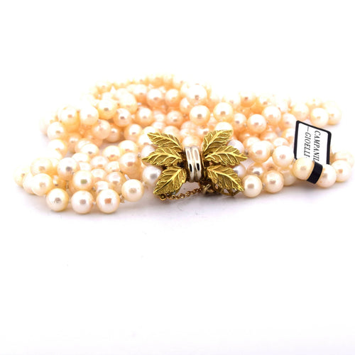 Collier Collana vintage con perle naturali et fermoir en or jaune 18 kt 58 Facettes