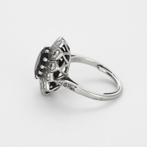 Bague marguerite, saphir et diamants