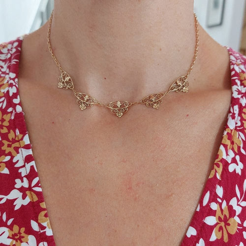 Collier Collier "Arabella" or jaune Style ancien, inspiration Art Nouveau 58 Facettes 222