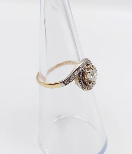 Bague 53 Bague tourbillon antique en or 18k et platine et diamants (circa 1900) 58 Facettes A06348