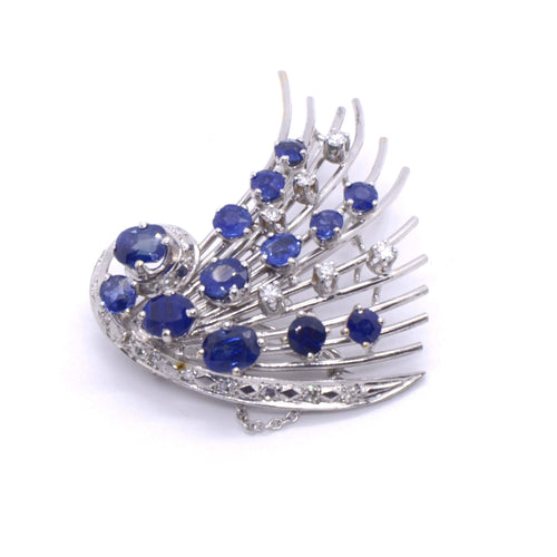 Broche BROCHE HIPPIAS or blanc diamants saphirs 1960 58 Facettes BC2411SA