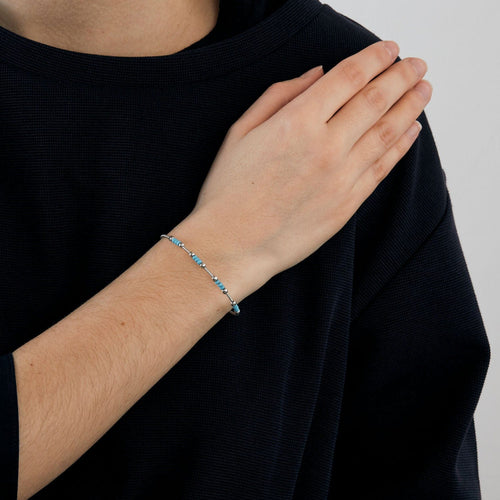 Bracelet Bracelet Tubogaz Turquoises Or Blanc 58 Facettes