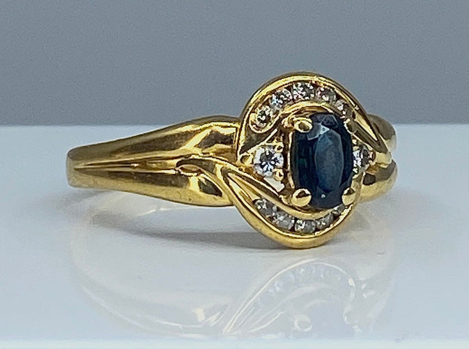 Bague 57 Bague en or jaune saphir et diamants 58 Facettes AB337