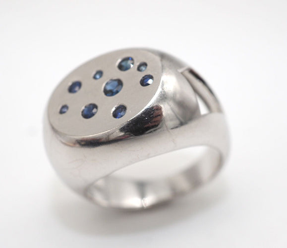 Bague or blanc 750 saphirs