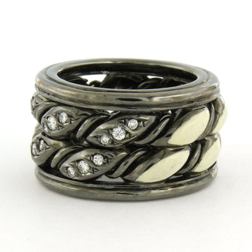Bague 52 Maria Garcia Cassetti - Bague en or avec rhodium noir, émail et diamants 58 Facettes