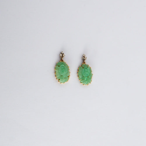 Boucles d'oreilles Boucles d Oreille Jade Diamants 58 Facettes
