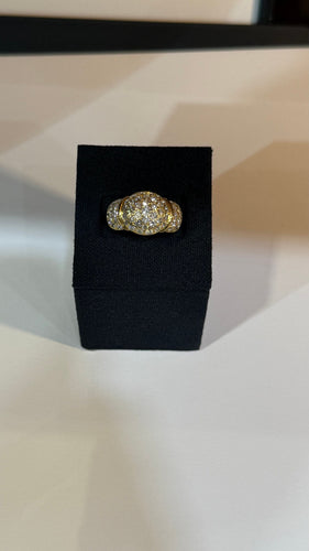 Bague boule vintage en or jaune 18 carats et diamants