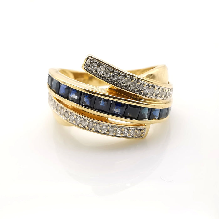 Bague 54 Bague or jaune saphirs et diamants 58 Facettes