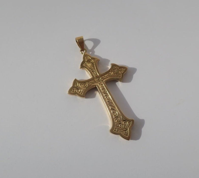 Pendentif Grande croix ancienne en or rose 58 Facettes