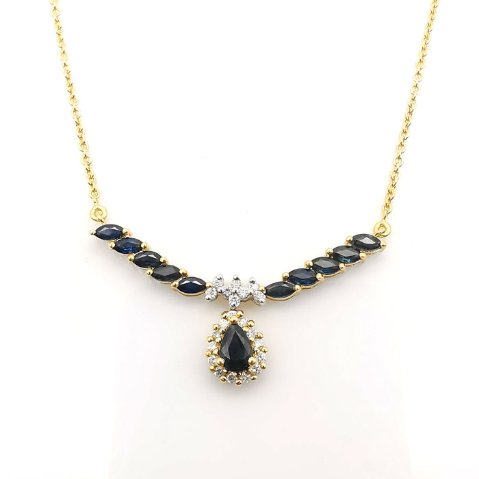 Collier or jaune saphirs et diamants