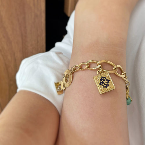 Bracelet Bracelet Charms - Or, Diamants, Résine & Amazonite 58 Facettes 250130R