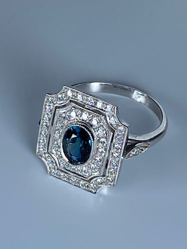 Bague 50 Bague Art Deco en Or jaune, diamants et saphir 58 Facettes