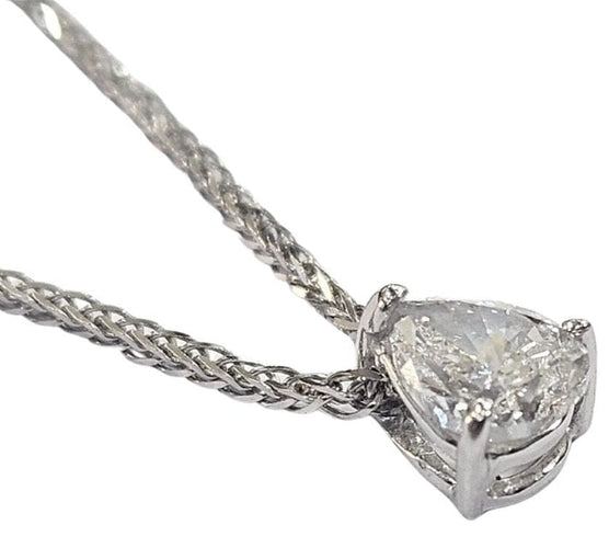 Collier Pendentif et collier diamant poire 0,75 ct en or blanc 18k 58 Facettes Q387B