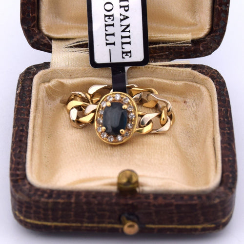 Bague 58 Années 1960 - BAGUE EN OR 18 KT - SAPHIR ET DIAMANTS 58 Facettes