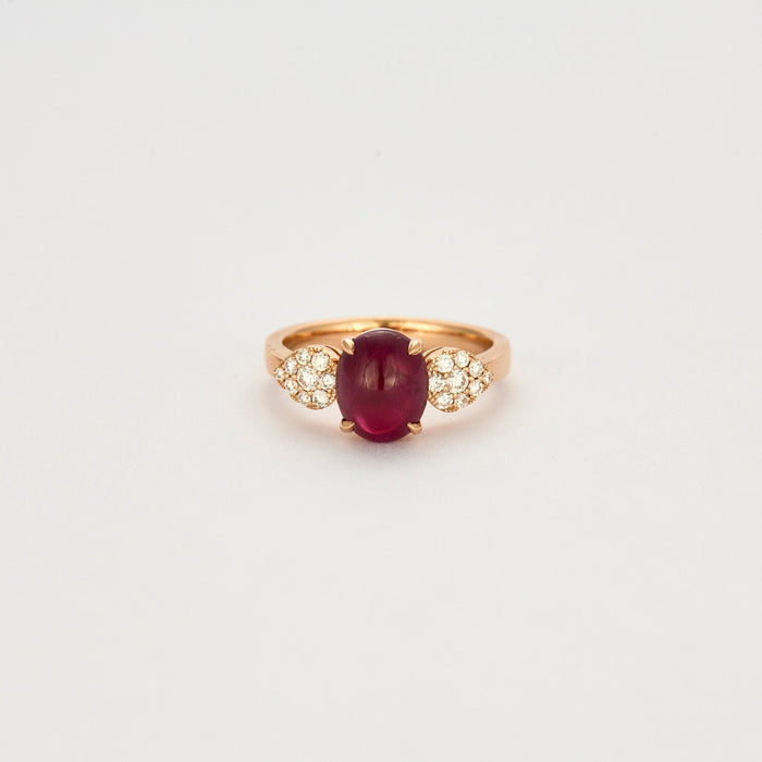 Bague or rose rubis et diamants