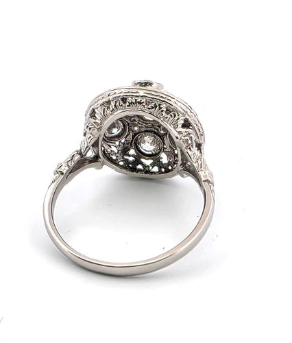 Bague 56 Bague - Bague en platine sertie de diamants Old Mine 58 Facettes
