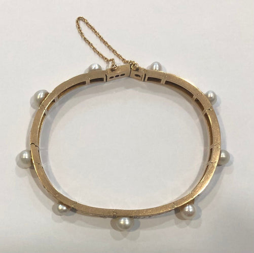 Bracelet bracelet ancien or jaune perles et diamants 58 Facettes