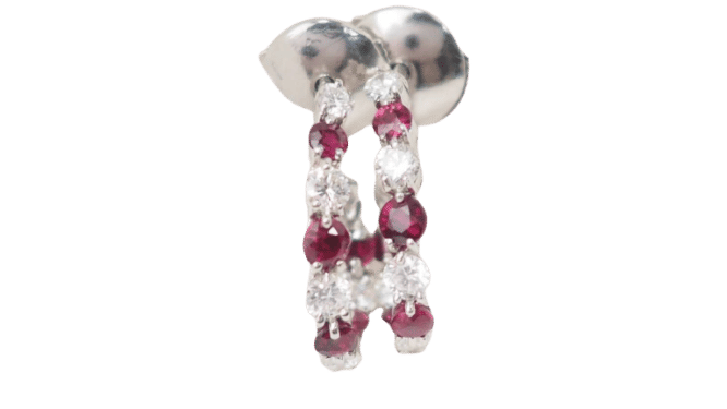 Boucles d'oreilles Boucles d'oreilles créoles en or blanc, rubis et diamants 58 Facettes 32986