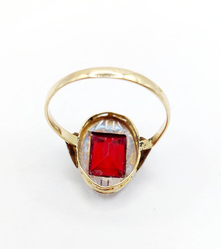 Bague 56.5 Bague Art Déco or, pierre rouge (circa 1930) 58 Facettes A05843