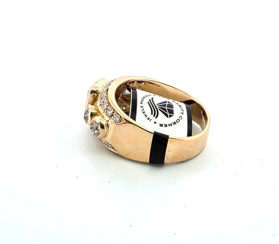 Anello oro giallo con smeraldo centrale e diamanti a contorno 58 Facettes