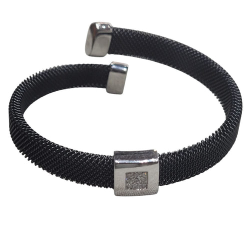 Bracelet Bracelet en acier, or blanc et diamants 58 Facettes PUV290