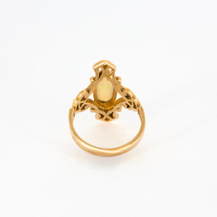 Bague marquise opale et or jaune