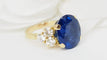 Bague Bague en or jaune, saphir de Ceylan et diamants 58 Facettes