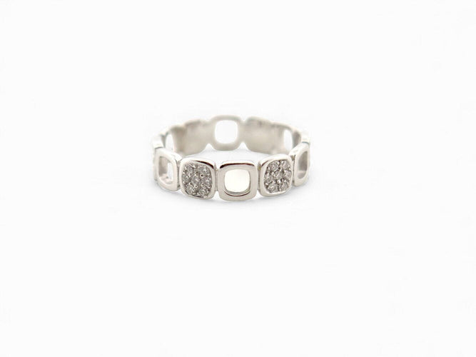Bague 48 bague DINH VAN impression domino t48 or blanc 18k 42 diamants 0.30ct 58 Facettes 271715