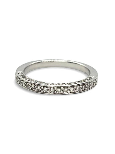 Bague 52 Demi-alliance or blanc et diamants 0,4 ct 58 Facettes 00079801