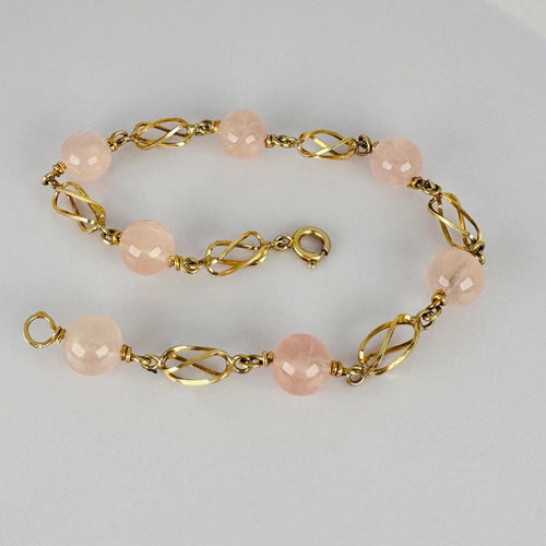 Bracelet Superbe bracelet en or jaune avec quartz rose 58 Facettes 2508034