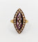 Bague marquise antique en or 18k, verre violet et perles