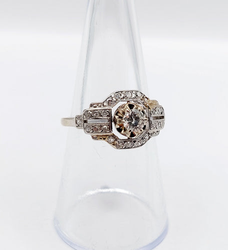Bague 55 Bague tank Art déco en platine et diamant 0,25 carat (circa 1920) 58 Facettes A06508
