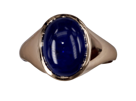 Bague 57.5 Cabochon Blue Sapphire Bezel Ring 58 Facettes BA 121
