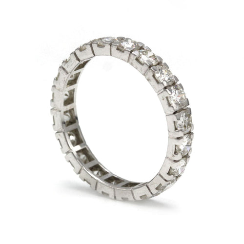 Bague 51 Alliance diamants, tour complet, en or 18K, 1.90 carats total 58 Facettes 1173