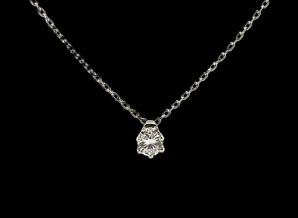 Collier Collier solitaire diamant or blanc 58 Facettes