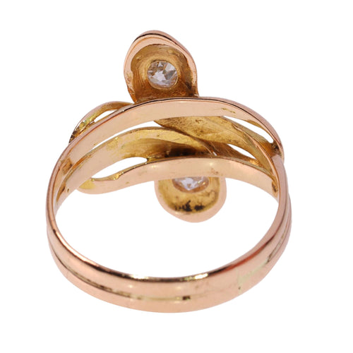 Bague 58 Élégance symbolique : bague antique double serpent avec diamants et rubis 58 Facettes 24278-0102